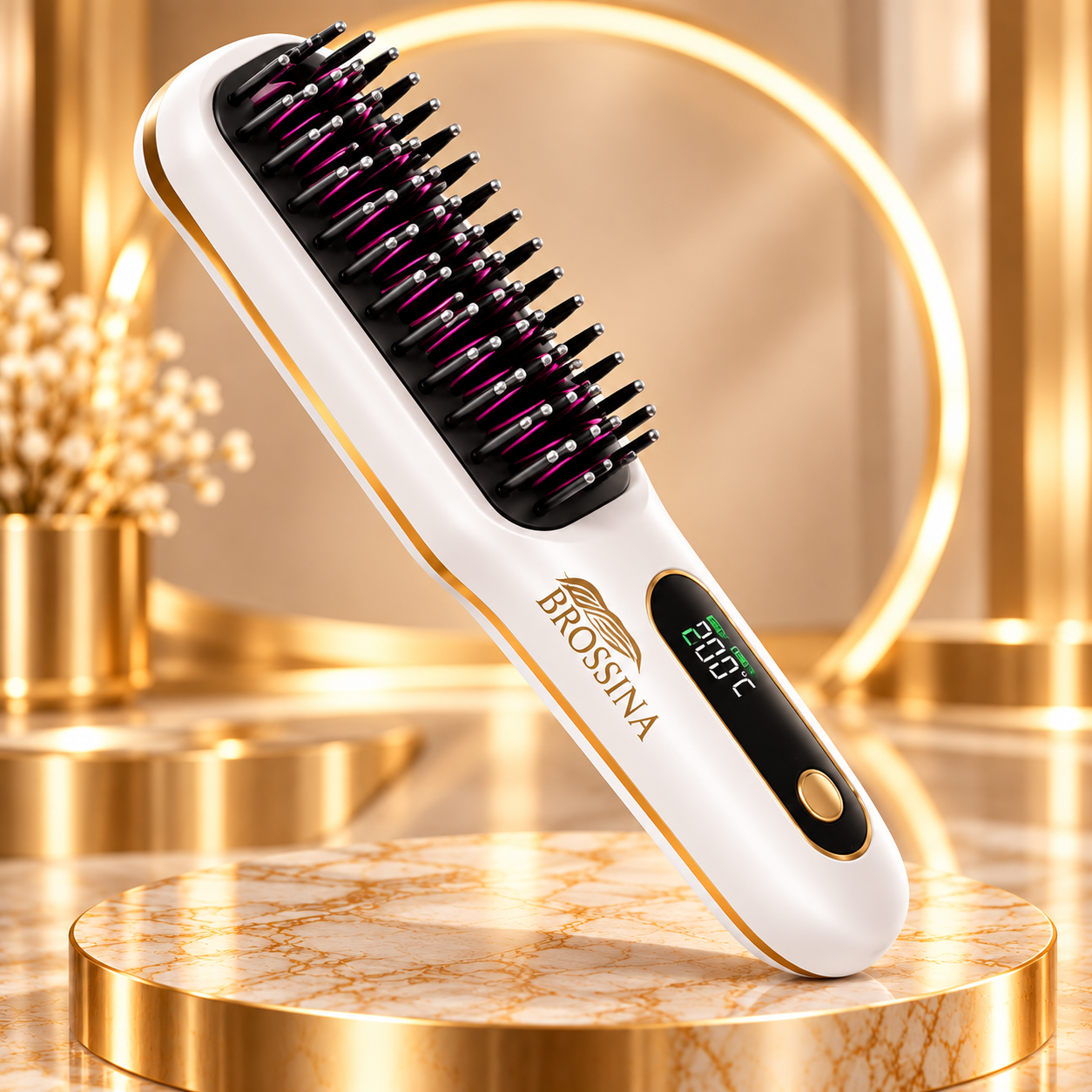 Brosse à lisser rechargeable Brossina avec affichage LED 200°C